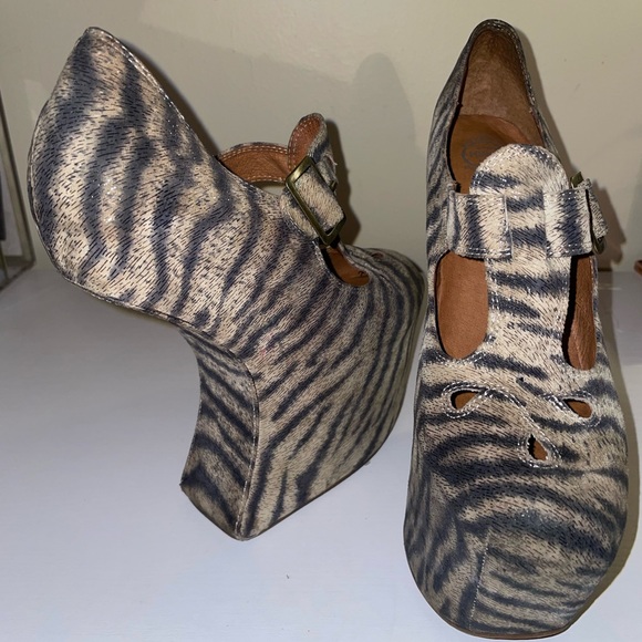 Jeffrey Campbell Tee-Off Beige Black Zebra - Picture 8 of 11